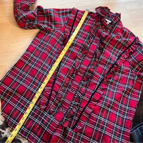 TUCKERNUCK Red Plaid Royal Stewart‎ Tartan Ruffle Reagan Button Size XXL - Picture 13 of 14